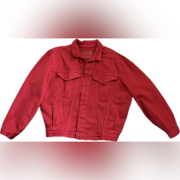 Red Jacket with Floral Tapestry Back Upcycled! - Picture 2 of 4